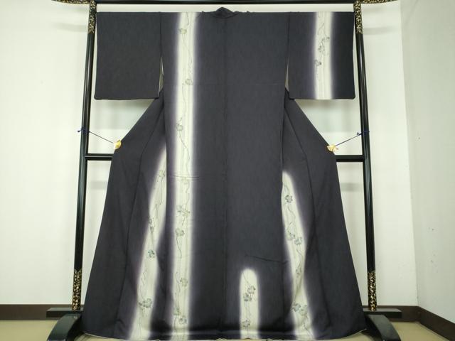 平和屋着物●訪問着　手描き　竹節　蔦の葉文　暈し染め　正絹　逸品　DABH9917ps