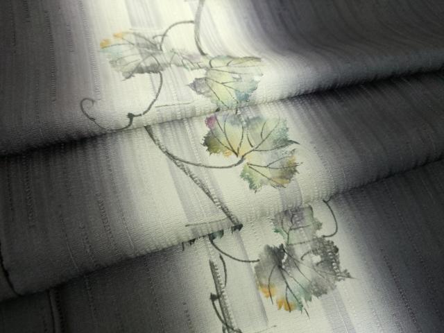 平和屋着物●訪問着　手描き　竹節　蔦の葉文　暈し染め　正絹　逸品　DABH9917ps