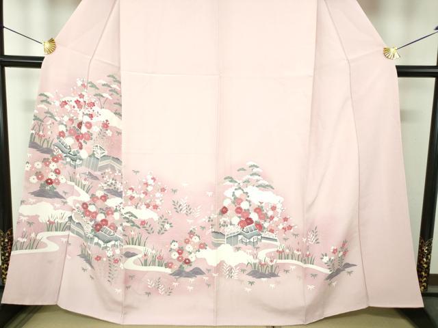 平和屋着物●訪問着　友禅　松竹梅　流水風景花文　暈し染め　正絹　逸品　DABH9918ps