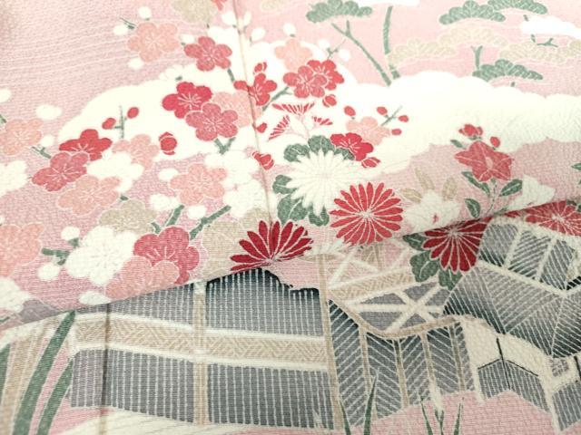 平和屋着物●訪問着　友禅　松竹梅　流水風景花文　暈し染め　正絹　逸品　DABH9918ps