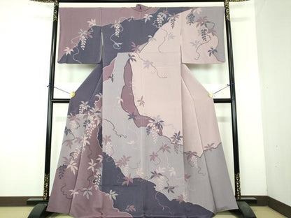 平和屋着物●訪問着　藤花房　鬼しぼ縮緬　正絹　逸品　DABH9919ps