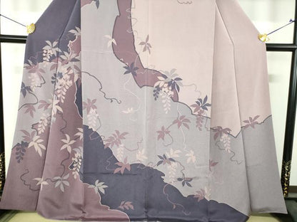 平和屋着物●訪問着　藤花房　鬼しぼ縮緬　正絹　逸品　DABH9919ps