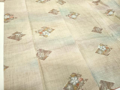 平和屋着物●小千谷紬　松皮菱　辻が花　正絹　逸品　DABH9921ps
