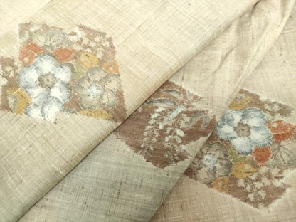 平和屋着物●小千谷紬　松皮菱　辻が花　正絹　逸品　DABH9921ps