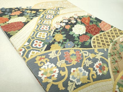 平和屋着物●爪掻き本綴れ　六通柄袋帯　名物裂花文　金銀糸　正絹　逸品　DABH9939ps