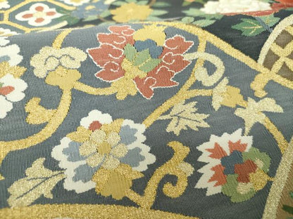 平和屋着物●爪掻き本綴れ　六通柄袋帯　名物裂花文　金銀糸　正絹　逸品　DABH9939ps