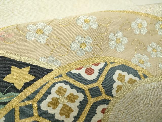 平和屋着物●爪掻き本綴れ　六通柄袋帯　名物裂花文　金銀糸　正絹　逸品　DABH9939ps