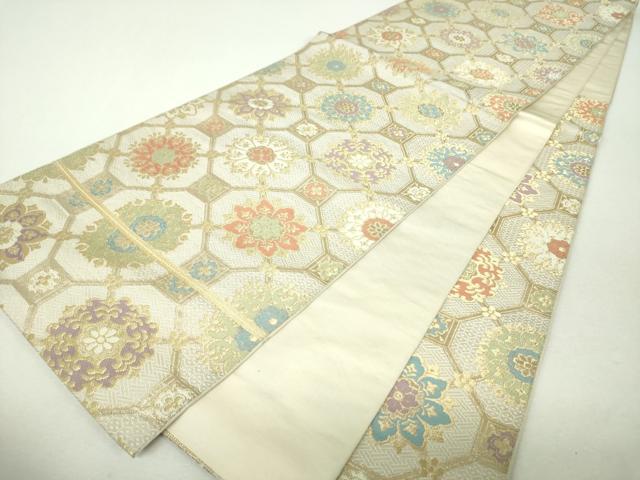 平和屋着物▼六通柄　本袋帯　蜀江花文　金糸　正絹　逸品　DABH9942ps