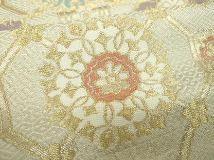 平和屋着物▼六通柄　本袋帯　蜀江花文　金糸　正絹　逸品　DABH9942ps