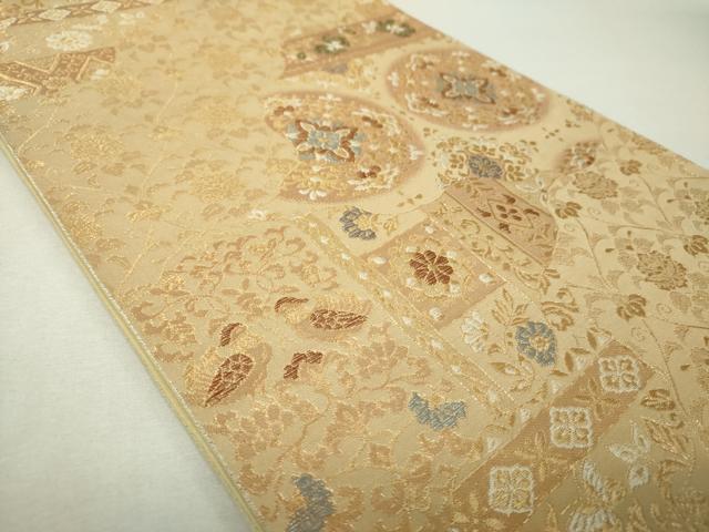 平和屋着物▼六通柄袋帯　道長花鳥文　金糸　鈴乃屋扱い　正絹　逸品　DABH9951ps