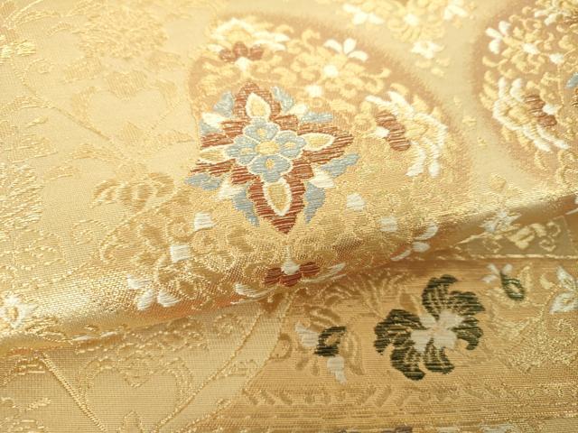 平和屋着物▼六通柄袋帯　道長花鳥文　金糸　鈴乃屋扱い　正絹　逸品　DABH9951ps