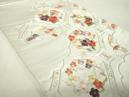平和屋着物▼太鼓柄袋帯　駒刺繍　総刺繍　蜀江花菱文　銀糸　三越扱い　正絹　逸品　DABH9952ps