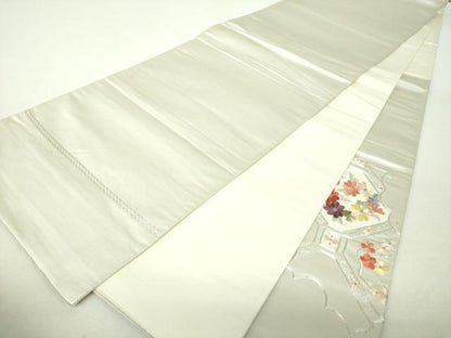 平和屋着物▼太鼓柄袋帯　駒刺繍　総刺繍　蜀江花菱文　銀糸　三越扱い　正絹　逸品　DABH9952ps