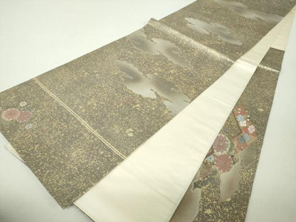 平和屋着物▼螺鈿匠　於利部寿名宝　袋帯　螺鈿箔　宝尽くし花文　金銀彩　引箔　正絹　逸品　DABH9953ps