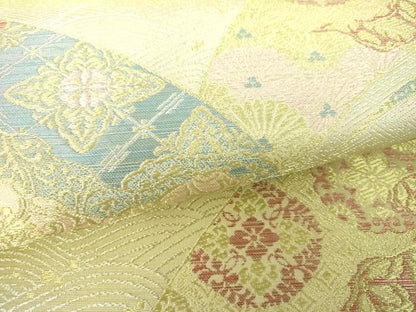 平和屋着物▼六通柄袋帯　花鳥文　さが美扱い　正絹　逸品　DABH9958ps