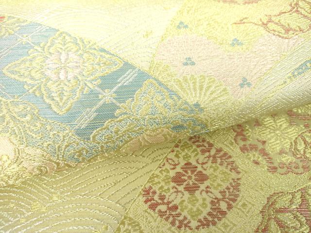 平和屋着物▼六通柄袋帯　花鳥文　さが美扱い　正絹　逸品　DABH9958ps
