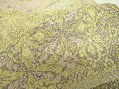 平和屋着物▼六通柄袋帯　花鳥文　さが美扱い　正絹　逸品　DABH9958ps