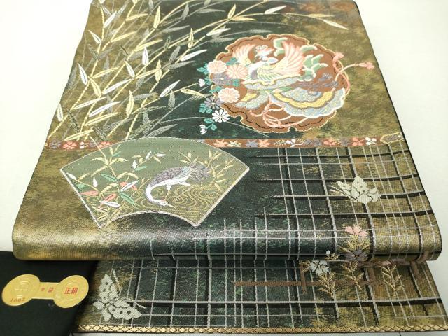 平和屋着物▼西陣　六通柄袋帯　雪輪鳳凰花文　金銀糸　証紙付き　正絹　逸品　DABH9959ps