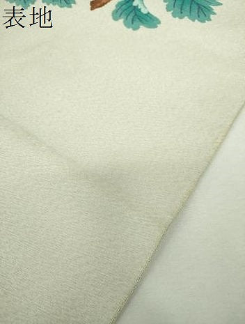 平和屋着物▼綴れ　六通柄袋帯　休み鳥　枝葉文　銀糸　正絹　逸品　DABH9961ps