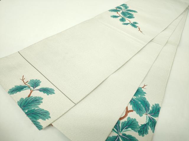 平和屋着物▼綴れ　六通柄袋帯　休み鳥　枝葉文　銀糸　正絹　逸品　DABH9961ps