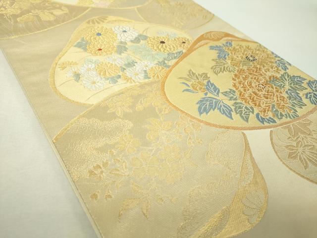 平和屋着物▼六通柄袋帯　貝合わせ花文　金銀糸　正絹　逸品　DABH9963ps
