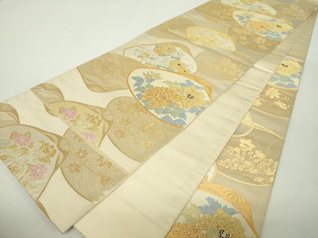 平和屋着物▼六通柄袋帯　貝合わせ花文　金銀糸　正絹　逸品　DABH9963ps