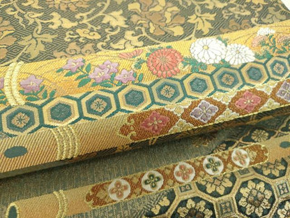 平和屋着物▼六通柄袋帯　雅楽の調べ　金糸　正絹　逸品　DABH9968ps
