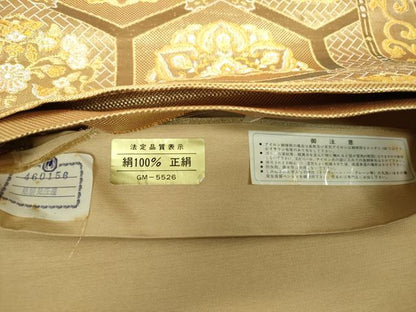 平和屋着物▼六通柄袋帯　煌寿の華　金銀糸　正絹　逸品　未使用　DABH9986ps