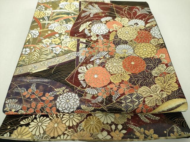 平和屋着物▼六通柄袋帯　誰が袖花屏風　金銀糸　正絹　逸品　DABH9989ps