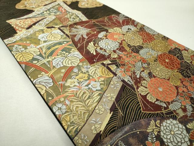 平和屋着物▼六通柄袋帯　誰が袖花屏風　金銀糸　正絹　逸品　DABH9989ps
