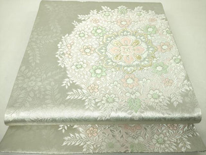 平和屋着物▼六通柄袋帯　正倉院花文　金銀糸　正絹　逸品　DABH9997ps