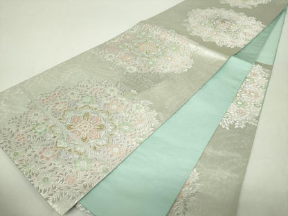平和屋着物▼六通柄袋帯　正倉院花文　金銀糸　正絹　逸品　DABH9997ps