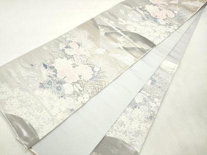 平和屋着物◎六通柄袋帯　唐織　花鳥文　プラチナ箔二重織　正絹　逸品　DABI0130xg