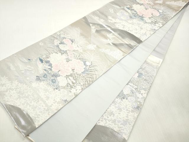 平和屋着物◎六通柄袋帯　唐織　花鳥文　プラチナ箔二重織　正絹　逸品　DABI0130xg