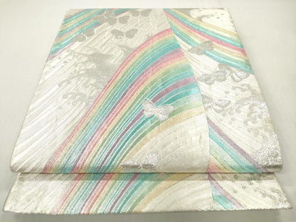 平和屋着物◎佐賀錦　六通柄袋帯　立波舞蝶文　金銀糸　正絹　逸品　DABI0131xg