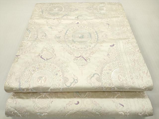 平和屋着物◎西陣　六通柄袋帯　菱花文　銀糸　証紙付き　正絹　逸品　DABI0139xg