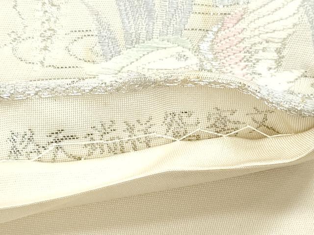平和屋着物◎六通柄袋帯　唐織　格天瑞祥鴛鴦文　プラチナ箔　正絹　逸品　DABI0141xg