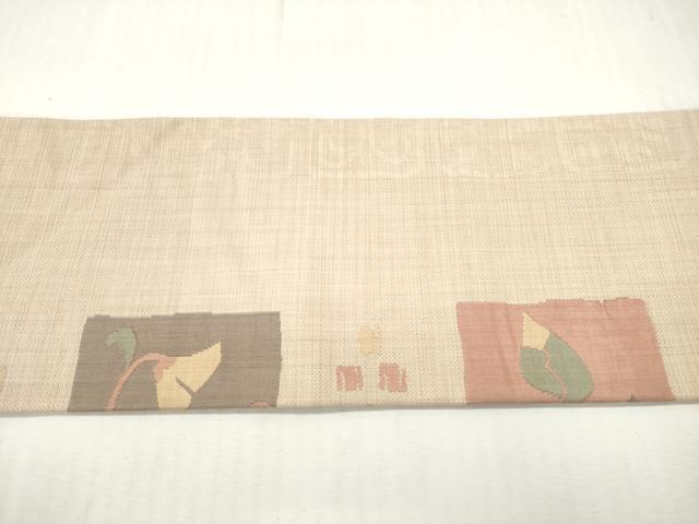 平和屋着物◎九寸名古屋帯　すくい織　抽象花文　正絹　逸品　DABI0150xg
