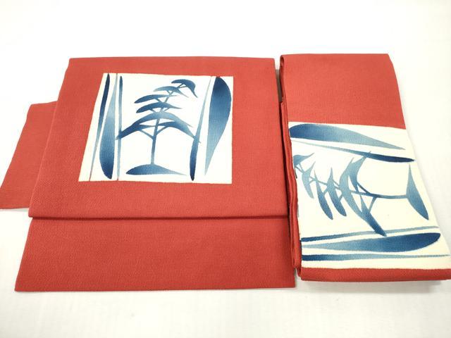 平和屋着物◎つけ帯　風景文　鬼しぼ縮緬　紐付き　正絹　逸品　DABI0154xg