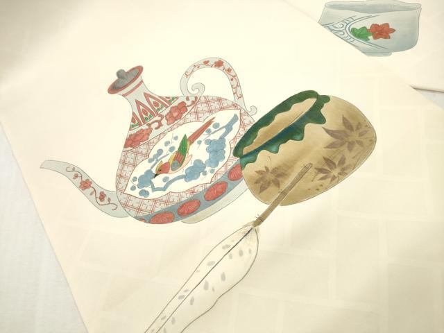 平和屋着物◎九寸名古屋帯　陶器花鳥文　金彩　正絹　逸品　DABI0155xg