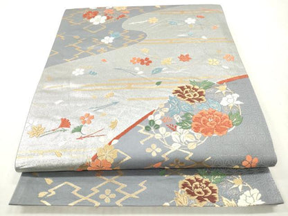平和屋着物◎六通柄袋帯　唐織　花丸文　美弥衣小袖　金銀糸　正絹　逸品　DABI0160xg