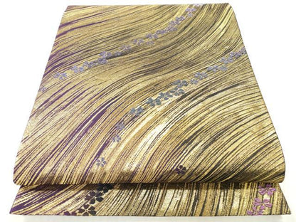 平和屋着物◎六通柄袋帯　流水舞花文　金糸　正絹　逸品　DABI0161xg