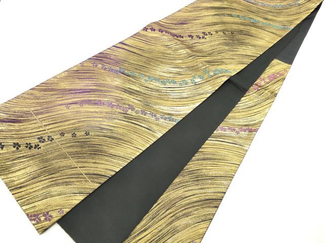 平和屋着物◎六通柄袋帯　流水舞花文　金糸　正絹　逸品　DABI0161xg