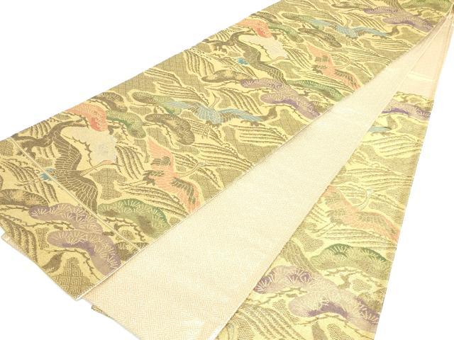 平和屋着物◎佐賀錦　六通柄袋帯　立波飛鶴松文　金糸　正絹　逸品　DABI0171xg