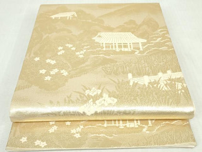 平和屋着物◎六通柄袋帯　京洛百景　桂離宮　金糸　正絹　逸品　DABI0172xg