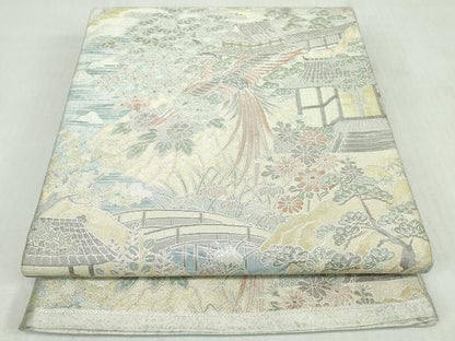 平和屋着物◎900織特選佐賀錦　六通柄袋帯　鳳凰風景文　金銀糸　正絹　逸品　DABI0175xg