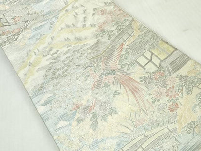 平和屋着物◎900織特選佐賀錦　六通柄袋帯　鳳凰風景文　金銀糸　正絹　逸品　DABI0175xg
