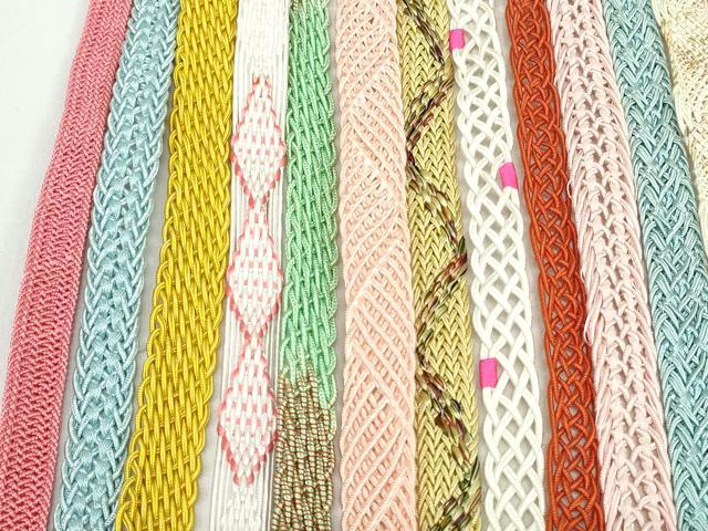 平和屋着物＊夏物　和装小物　帯締め20本セット　レース織　金糸　長尺あり　未使用あり　逸品　DABI0217xg