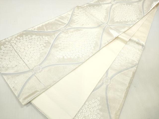 平和屋着物◎六通柄袋帯　唐織　立涌花文　銀糸　正絹　逸品　DABI0359xg