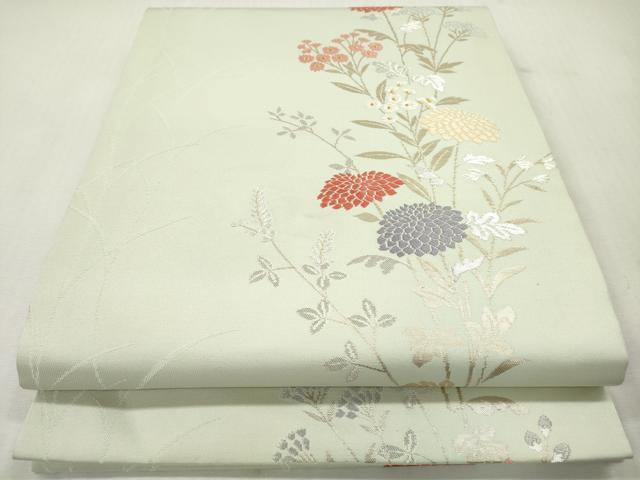 平和屋着物◎九寸開き名古屋帯　唐織　草花文　金銀糸　正絹　逸品　DABI0362xg
